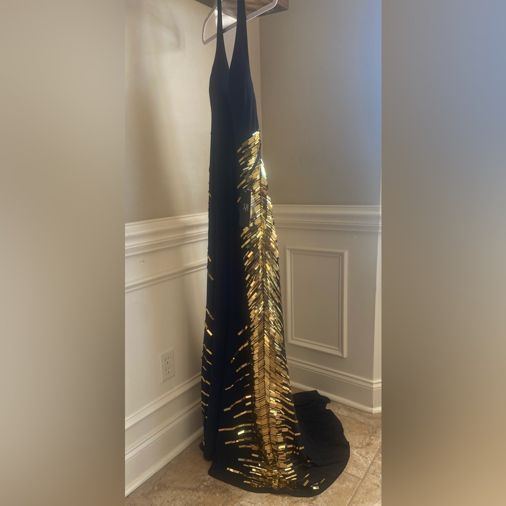 Black and Gold Sequin Dress